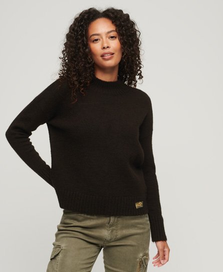 Superdry Women's Essential Pullover mit Stehkragen Braun - Größe: 36 von Superdry