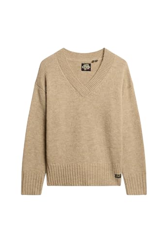 Superdry Damen Essential Pullover mit V-Ausschnitt Fudge Braun 38 von Superdry