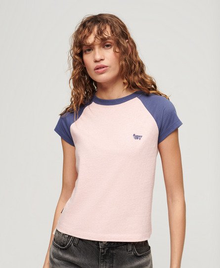 Superdry Damen Essential Raglan-T-Shirt aus Bio-Baumwolle mit Logo Pink - Größe: 38 von Superdry