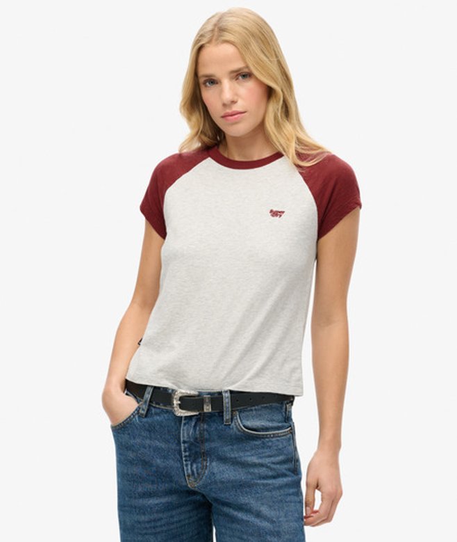 Superdry Damen Essential Raglan-t-shirt aus Bio-baumwolle mit Logo Hellgrau - Größe: 38 von Superdry