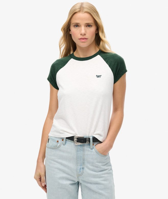 Superdry Damen Essential Raglan-t-shirt aus Bio-baumwolle mit Logo Weiß - Größe: 42 von Superdry