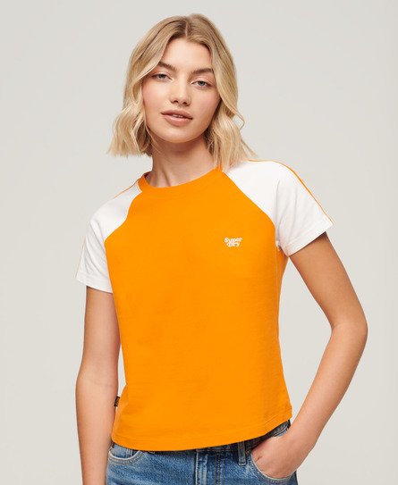 Superdry Damen Essential Retro T-Shirt mit Logo Orange - Größe: 38 von Superdry