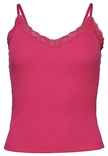 Superdry Damen Essential Rib LACE CAMI Kapuzenpullover, Süßes Fuchsia Pink, 0 von Superdry