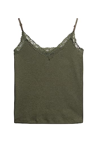 Superdry Damen Essential Rib Lace Cami T8 Weste Pullover, Mehrfarbig (Dusty Olive Green Marl), 0 von Superdry