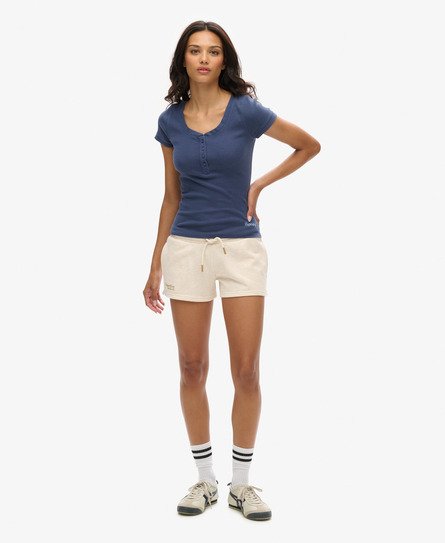 Superdry Damen Essential Shorts mit Logo Beige - Größe: 40 von Superdry