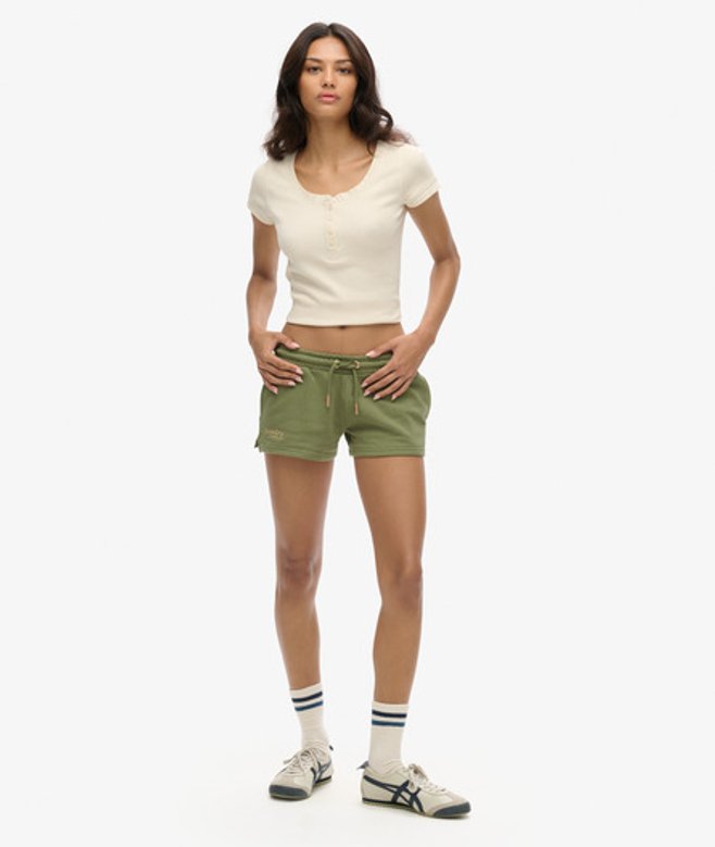 Superdry Damen Essential Shorts mit Logo Kaki - Größe: 38 von Superdry