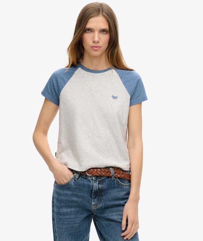 Superdry Damen Essential Slub Retro T-shirt mit Logo Blau - Größe: 40 Superdry Damen Essential Slub Retro T-shirt mit Logo Blau - Größe: 40 von Superdry