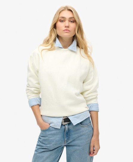 Superdry Damen Essential Sweatshirt mit Logo und Lässiger Passform Weiß - Größe: 36 von Superdry