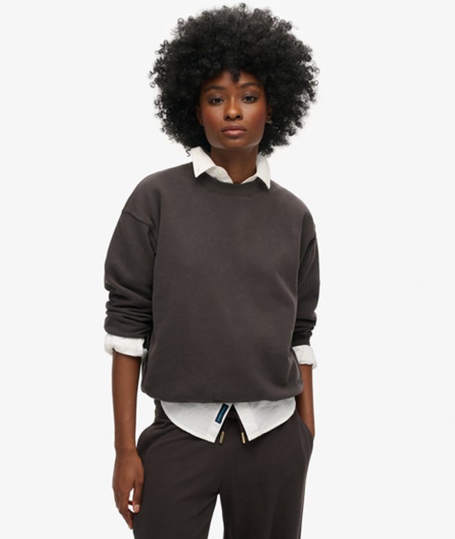 Superdry Damen Essential Sweatshirt mit Logo und Lässiger Passform Schwarz - Größe: 44 von Superdry