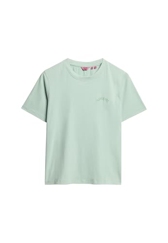 Superdry Damen Essential T-Shirt mit Logostickerei Gischt Grün 36 von Superdry
