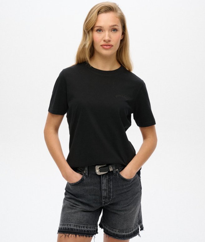 Superdry Damen Essential T-shirt mit Logostickerei Schwarz - Größe: 38 von Superdry