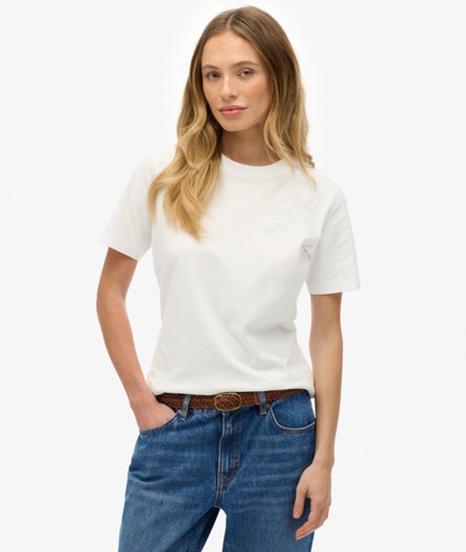 Superdry Damen Essential T-shirt mit Logostickerei Weiß - Größe: 38 von Superdry