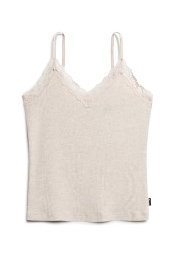 Superdry Damen Essential Trägertop mit Spitzenbesatz Hafer Creme Meliert 14-16 von Superdry