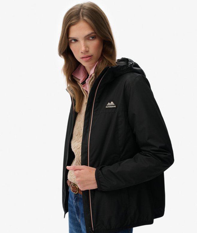 Superdry Damen Essential Tri Windbreaker Jacke Black - Größe: 46 von Superdry