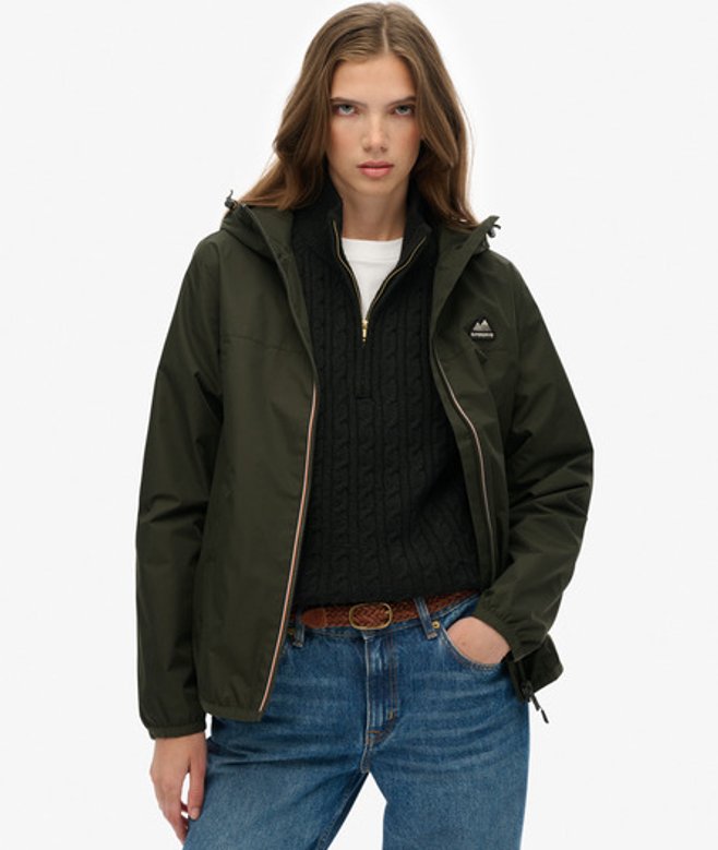 Superdry Damen Essential Tri Windbreaker Jacke Green - Größe: 36 von Superdry