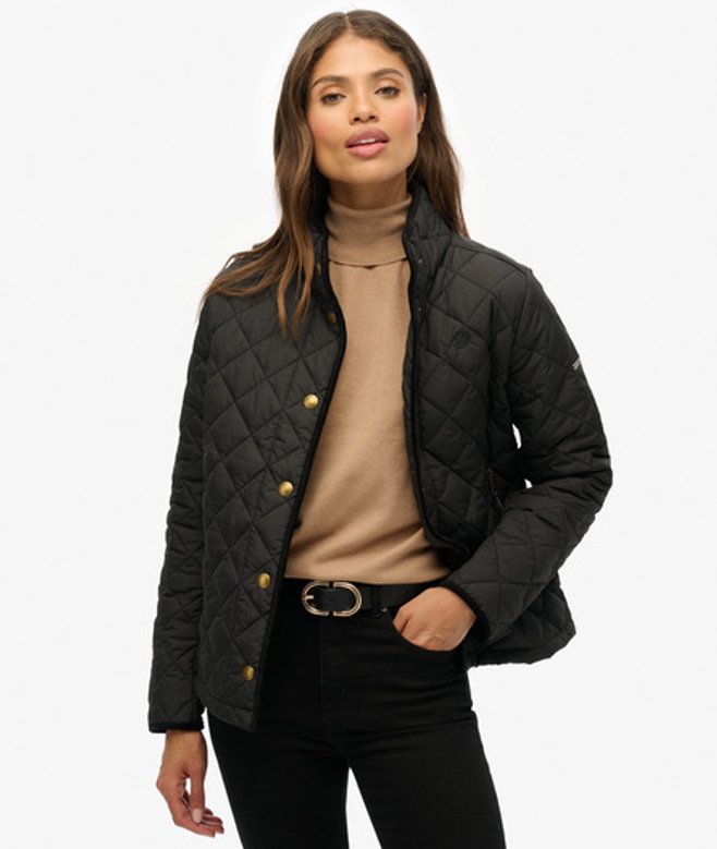 Superdry Damen Estate Country Liner Jacke Black - Größe: 38 von Superdry