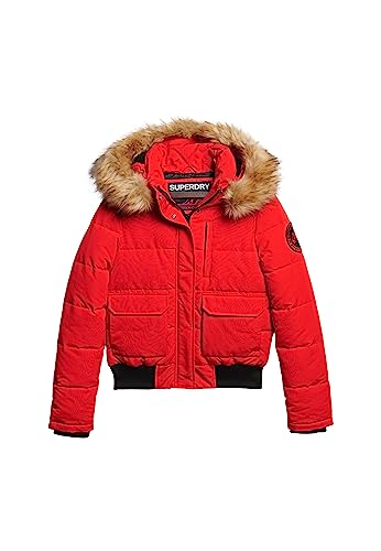 Superdry Damen Everest Bomber-Steppjacke mit Kapuze Hohes Risiko Rot 38 von Superdry