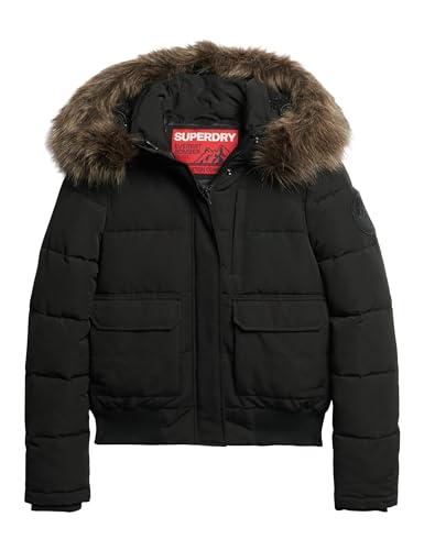 Superdry Damen Everest Bomber-Steppjacke mit Kapuze Tiefschwarz 38 von Superdry