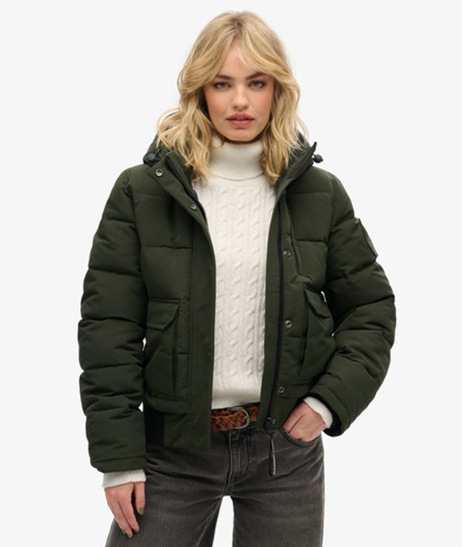 Superdry Damen Everest Bomberjacke Grün - Größe: 40 von Superdry
