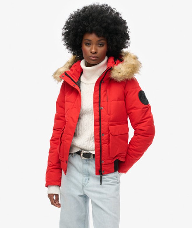 Superdry Damen Everest Bomberjacke Rot - Größe: 36 von Superdry
