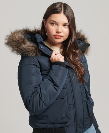 Superdry Damen Everest Ella Bomberjacke Marineblau - Größe: 36 von Superdry