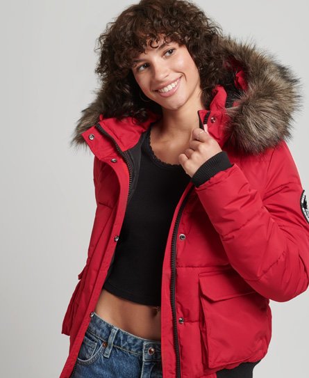 Superdry Damen Everest Ella Bomberjacke Rot - Größe: 36 von Superdry