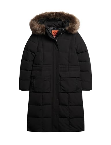 Superdry Damen Langer Everest Steppmantel Tiefschwarz 40 von Superdry