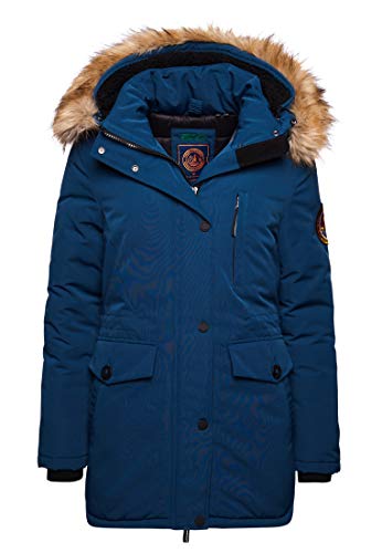 Superdry Damen Everest Parka mit Kapuze und Kunstfellbesatz Ozeanblau 36 von Superdry