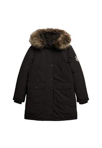 Superdry Damen Everest Parka mit Kunstfellbesatz Schwarz 42 von Superdry