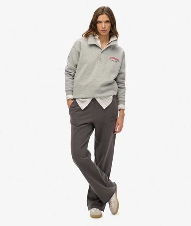 Superdry Damen Farblich Abgestimmte Athletic Jogginghosen mit Weitem Bein Dark Grey - Größe: 38 von Superdry