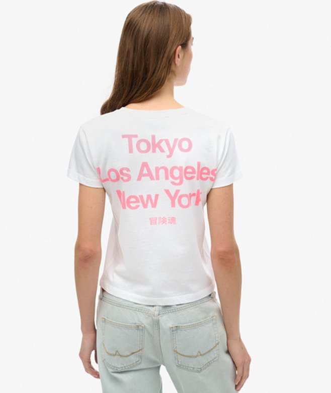 Superdry Damen Figurbetontes Core City T-shirt mit Logo Weiß - Größe: 44 von Superdry