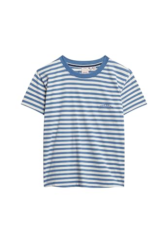 Superdry Damen Figurbetontes Essential T-Shirt mit Logo und Streifen Wedgewood Blau Gestreift 40 von Superdry