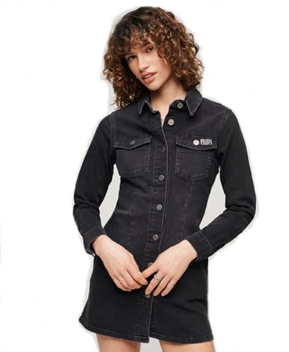 Superdry Damen Figurbetontes Jeanskleid Schwarze Waschung 42 von Superdry