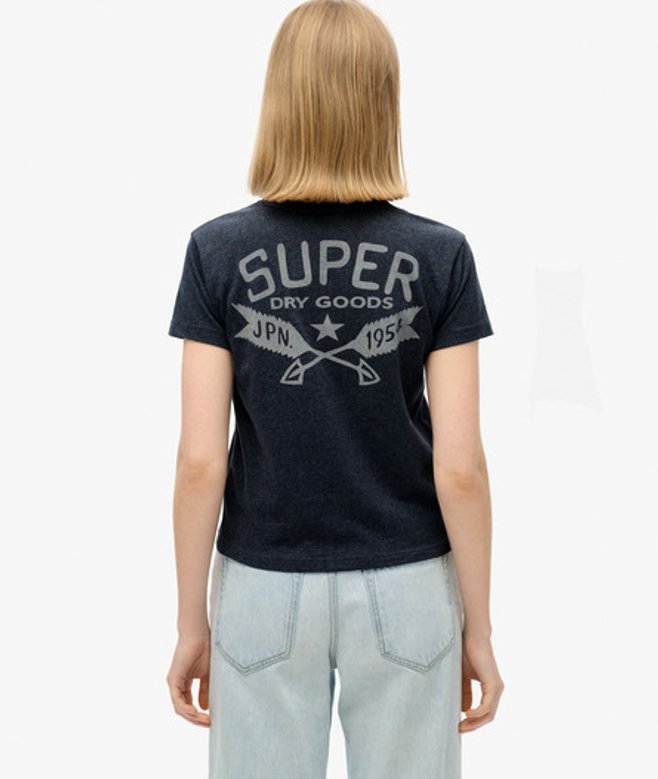Superdry Damen Figurbetontes Lo-fi Outdoor-t-shirt Marineblau - Größe: 44 von Superdry