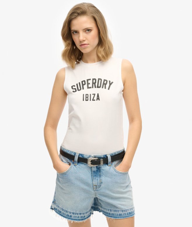 Superdry Damen Figurbetontes Sport Luxe Tanktop White - Größe: 38 Superdry Damen Figurbetontes Sport Luxe Tanktop White - Größe: 38 von Superdry