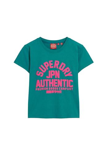 Superdry Damen Figurbetontes T-Shirt mit Schaum-Print Ozeangrün Meliert 36 von Superdry