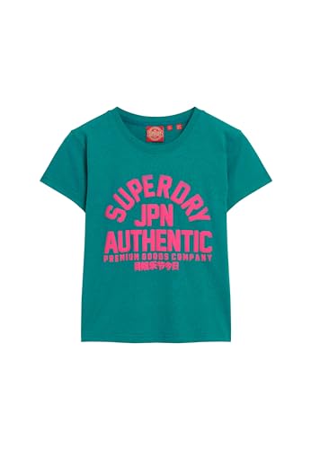 Superdry Damen Figurbetontes T-Shirt mit Schaum-Print Ozeangrün Meliert 42 von Superdry