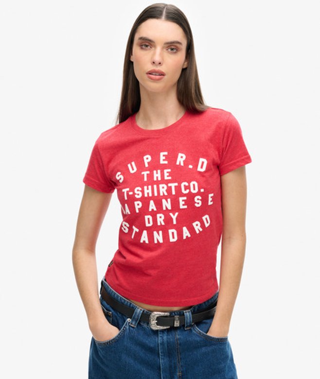 Superdry Damen Figurbetontes T-shirt mit Schaum-print Rot - Größe: 42 von Superdry