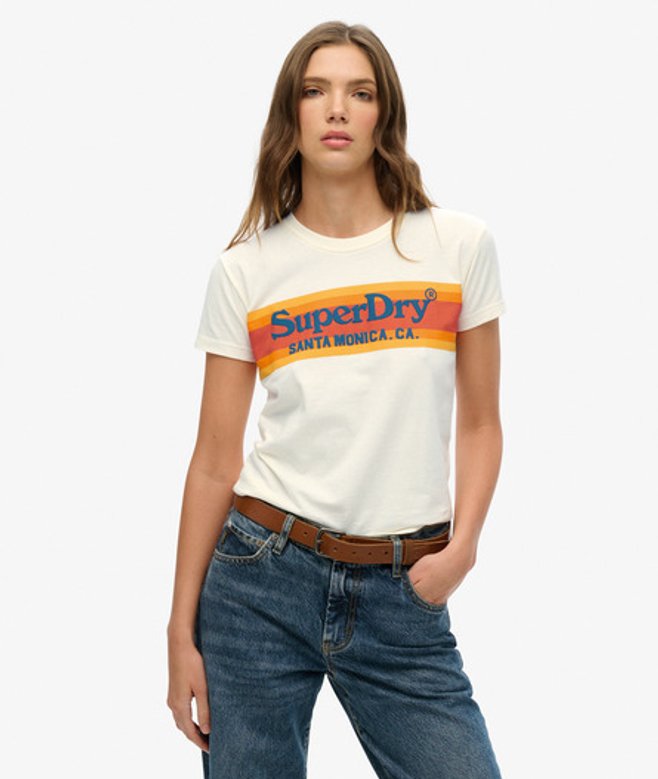 Superdry Damen Figurbetontes Venue Outdoors T-shirt Weiß - Größe: 42 von Superdry