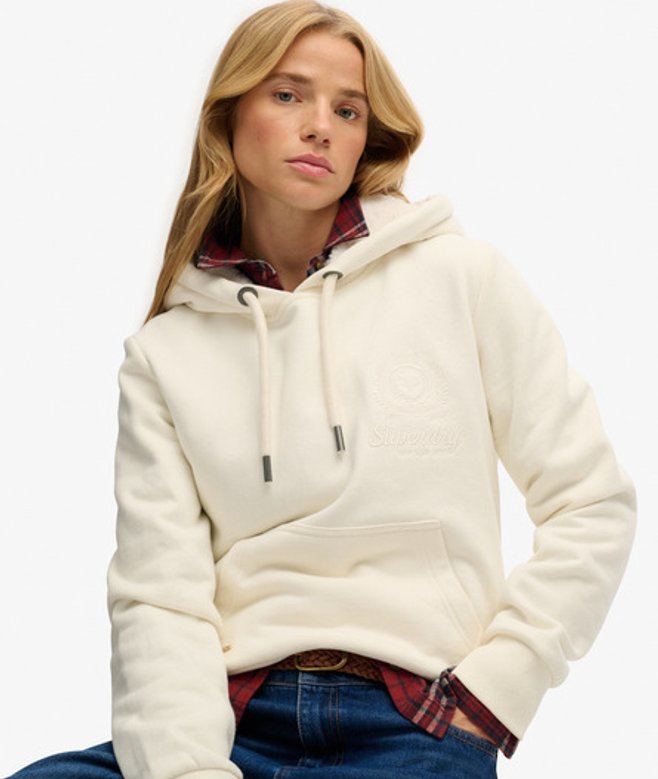 Superdry Damen Finest Goods Hoodie mit Lockerer Passform Cream - Größe: 38 von Superdry