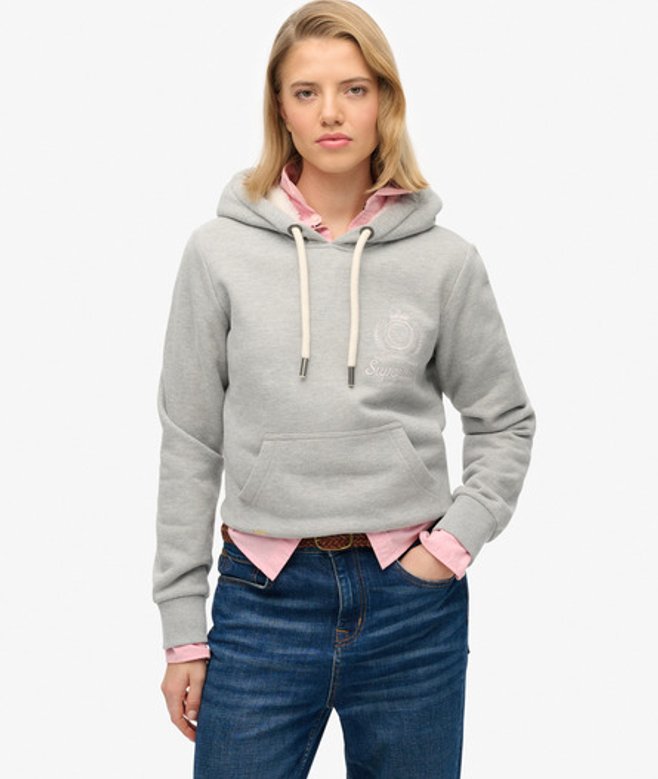 Superdry Damen Finest Goods Hoodie mit Lockerer Passform Grey - Größe: 40 von Superdry
