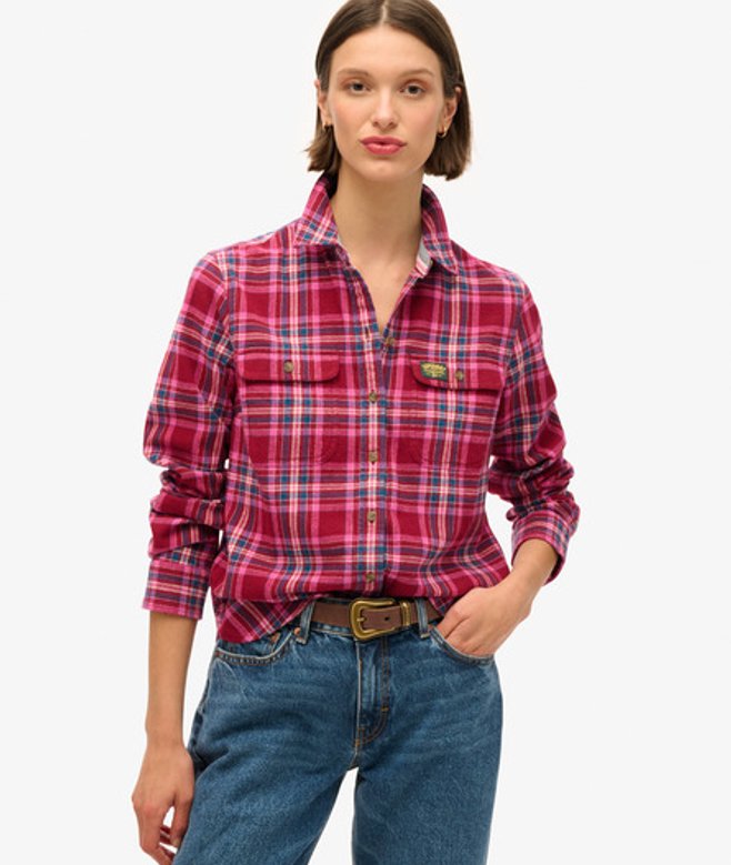 Superdry Damen Flanellhemd mit Holzfällerkaros Rot - Größe: 36 von Superdry