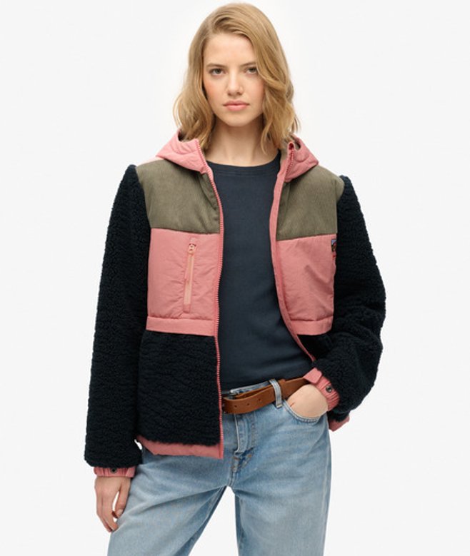 Superdry Damen Kapuzen-fleece-sherpa-jacke Navy - Größe: 40 Superdry Damen Kapuzen-fleece-sherpa-jacke Navy - Größe: 40 von Superdry