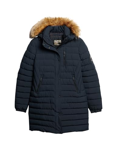 Superdry Damen Fuji Hooded Mid Length Puffer Jacke, Nordic Chrome Navy, 36 von Superdry