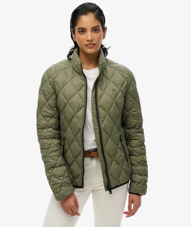 Superdry Women's Fuji Lite Jacke mit Rautensteppung Grün - Größe: 36 von Superdry