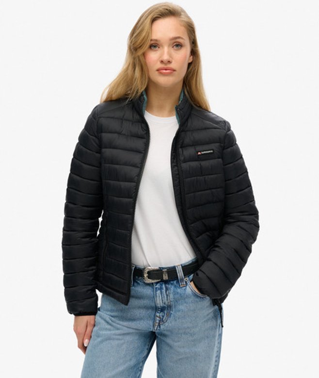 Superdry Damen Fuji Lite Steppjacke Schwarz - Größe: 38 von Superdry