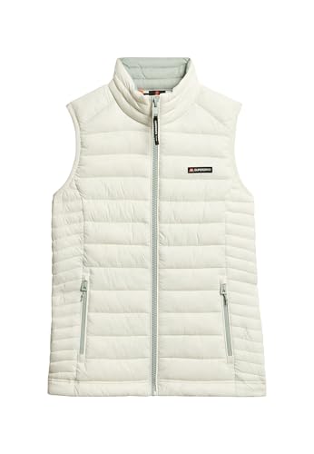 Superdry Damen Fuji Lite Steppweste Grau-Weiß 44 von Superdry