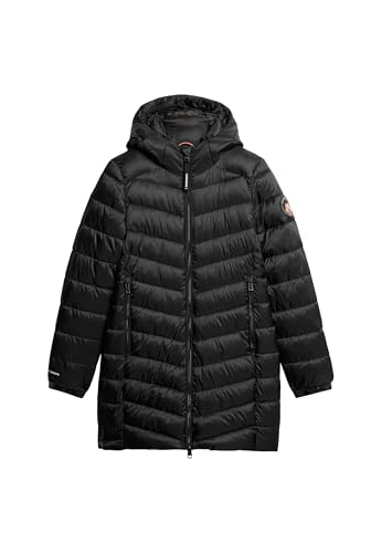 Superdry Damen Mittellanger Fuji Steppmantel mit Kapuze Schwarz 44 von Superdry