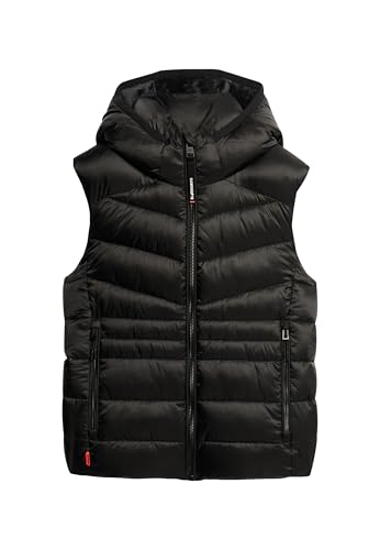 Superdry Damen Fuji Steppweste mit Kapuze Schwarz 36 von Superdry