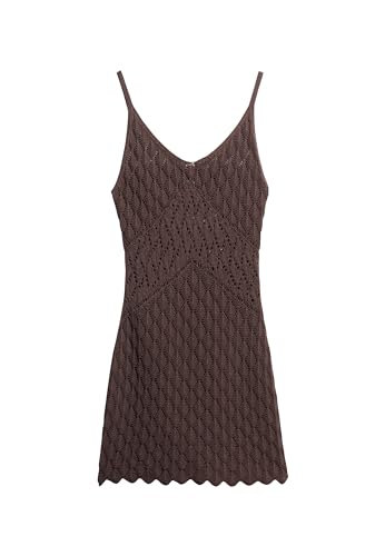 Superdry Damen Gehäkeltes Minikleid mit Trägern Dunkles Eichenbraun 38 von Superdry